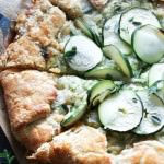 Zucchini and Caramelized Onion Galette on parchment paper