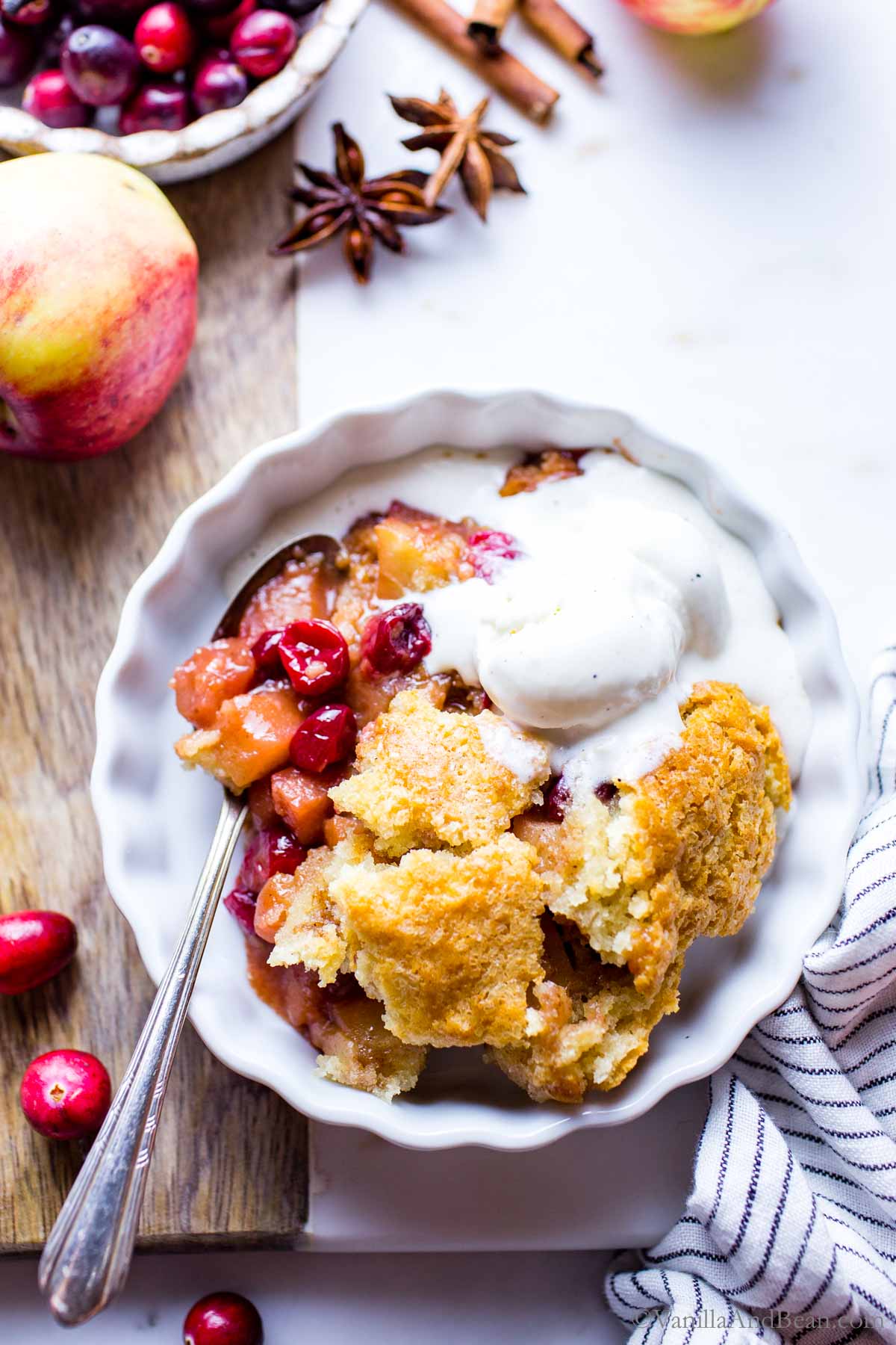 Apple Cranberry Cobbler with Tender Biscuity Topping