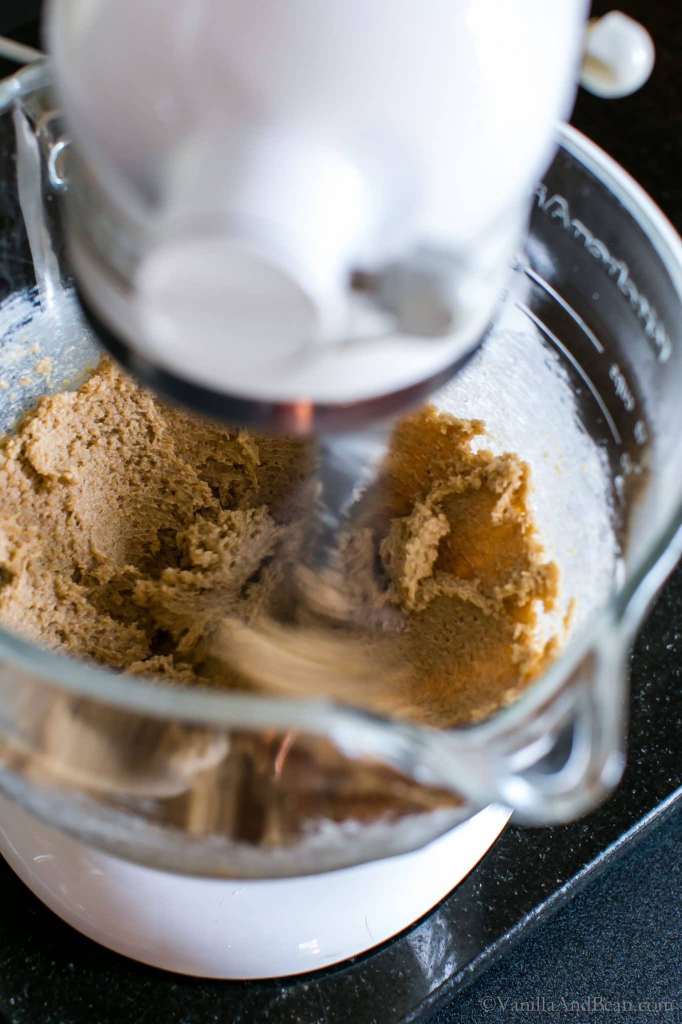 Brown Sugar and Butter in a stand mixer bowl.