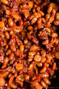 Close up of the BBQ Vegetarian Baked Beans
