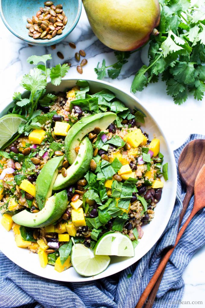 Quinoa Mango Salad in a serving bowl ready for sharing