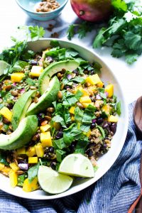Quinoa Mango Salad in a serving bowl ready for sharing
