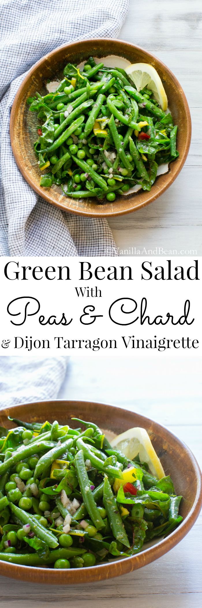Green Bean Salad with Peas, Chard and Dijon Tarragon Vinaigrette | Vanilla And Bean