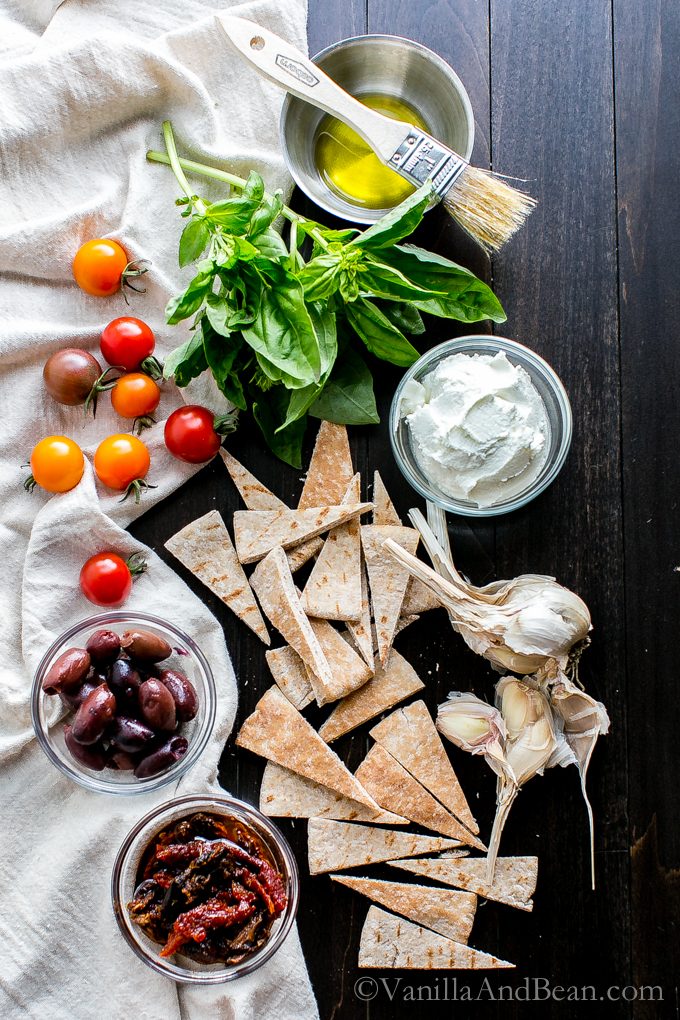 A fabulous, one bite appetizer | Roasted Garlic Sun-Dried Tomato Goat Cheese Canapé