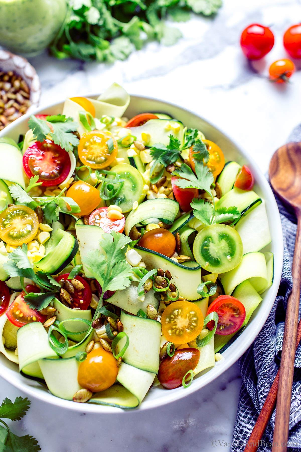 Zucchini Ribbon Salad with Corn and Tomatoes