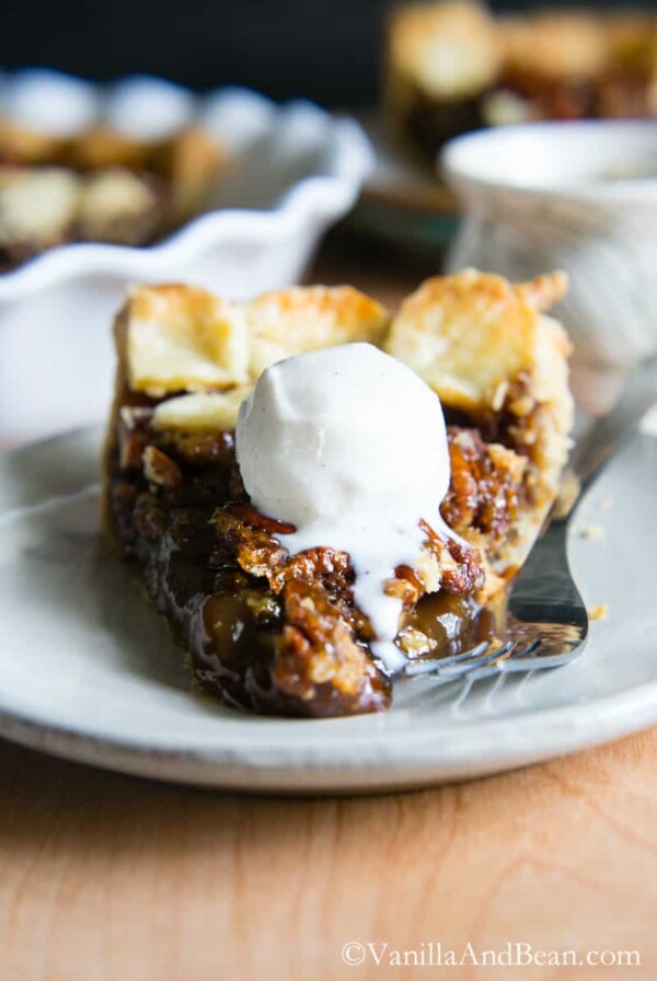 Southern Style Bourbon Pecan is rich, buttery and sweetened with dark brown sugar and brown rice syrup cradled in an all butter buttermilk pastry. | Vanilla And Bean