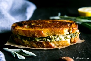 20 minutes for this flavor-packed, grown-up grilled cheese; Almond-Sage Pesto Grilled Cheese with Gruyere | Vanilla And Bean