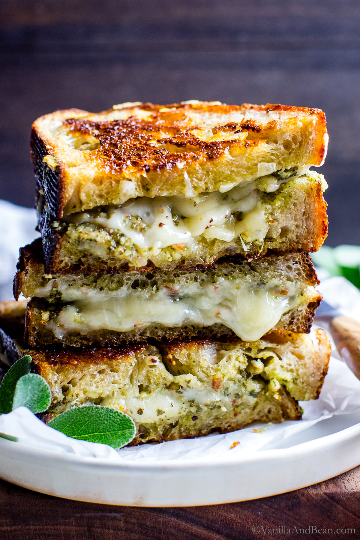 Almond-Sage Pesto Grilled Cheese Sandwich