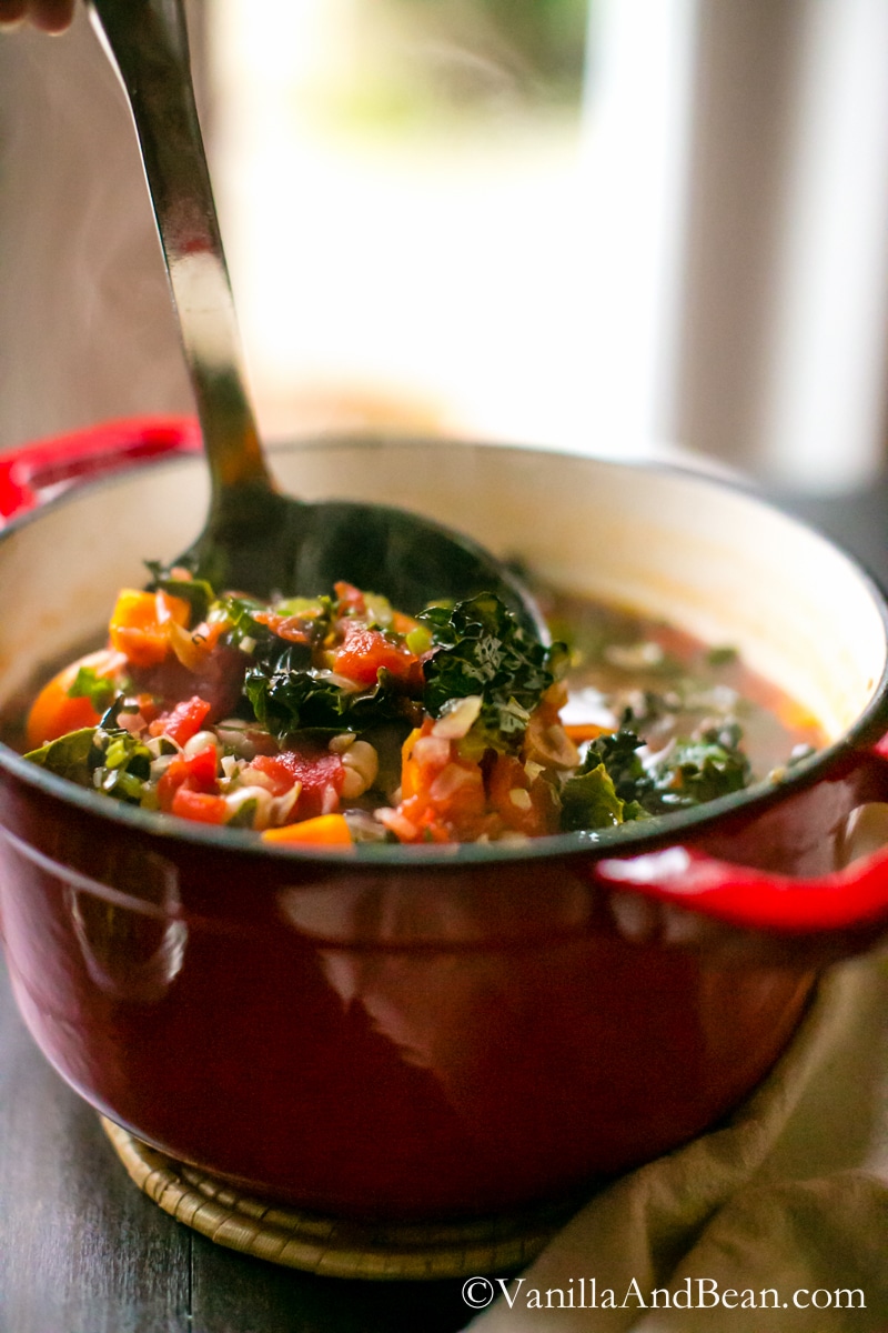 Quick and easy, a nourishing Italian Soup with white beans and kale. Vegan + GF | Vanilla And Bean