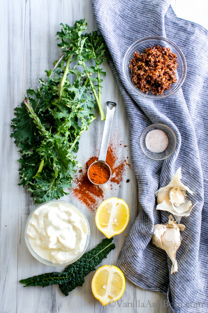 Crudité with Garlicky Kale and Quinoa Yogurt Dip | Vanilla And Bean