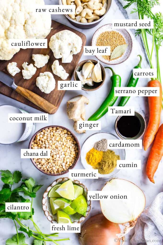 Chana Dal with Cauliflower Ingredients