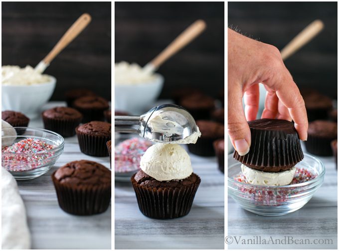 Double Chocolate Devil's Food Cupcakes with Vanilla Bean Buttercream