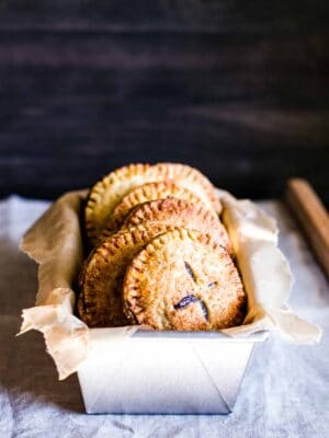 Hand Pies in a bread pan.