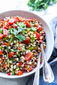 Black Eyed Pea Salad Recipe in a bowl ready for sharing.