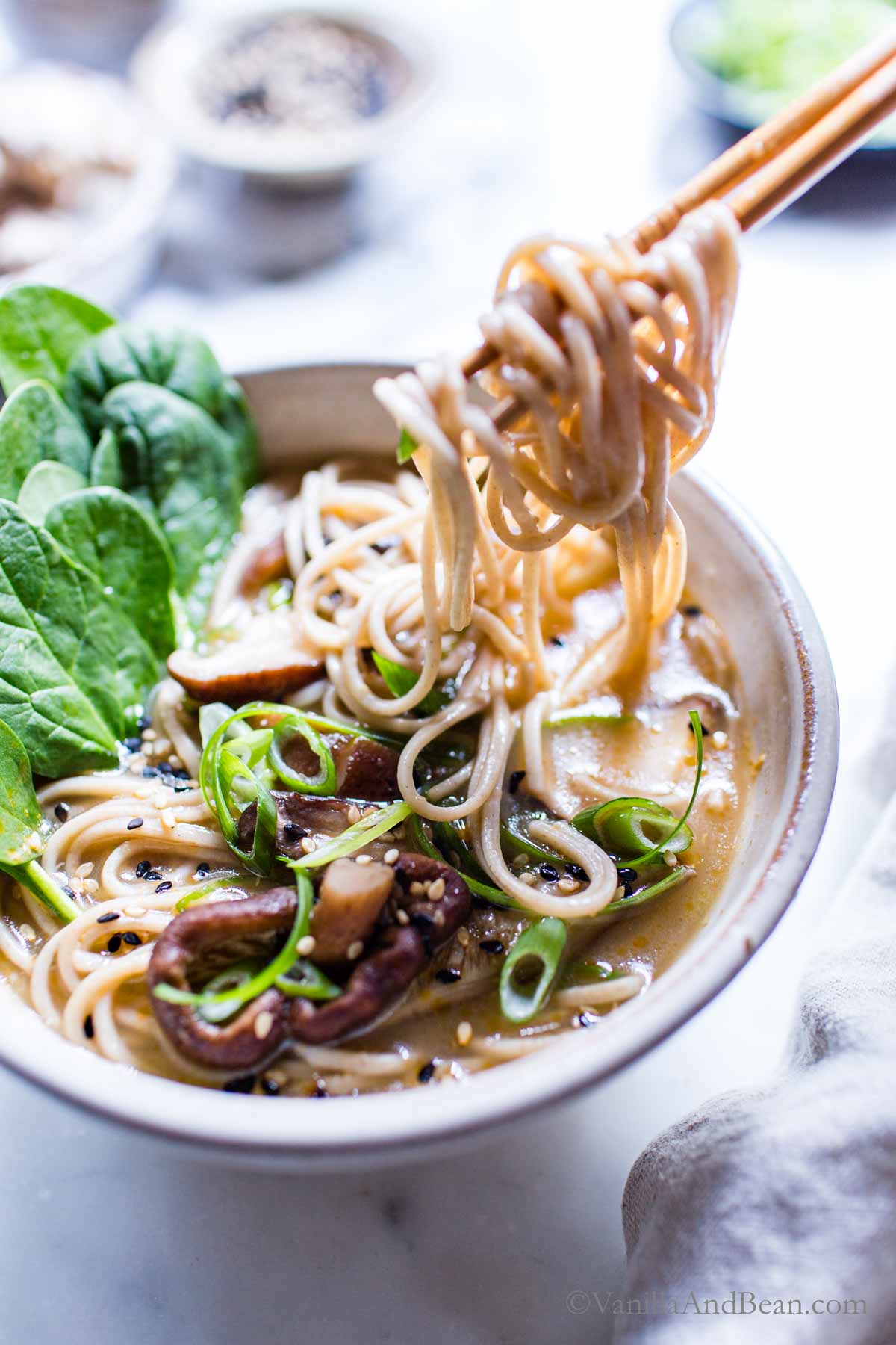 Mushroom Noodles with and Spinach | And