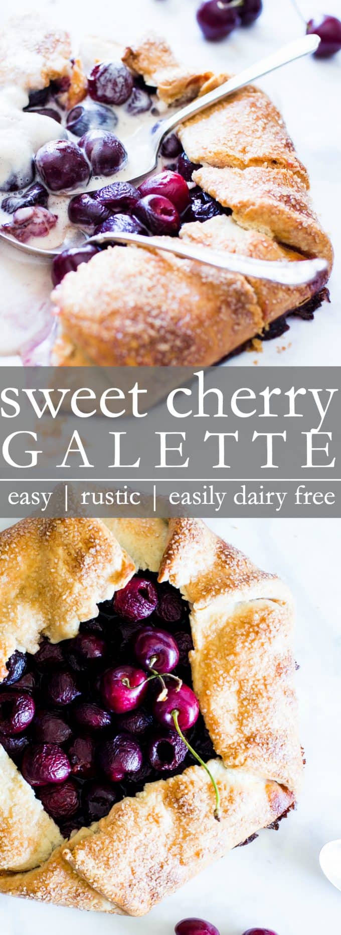 Pinterest pin for sweet cherry galette. 