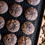 Delicious Double Chocolate Chunk Mocha Cookies baked and ready for sharing.