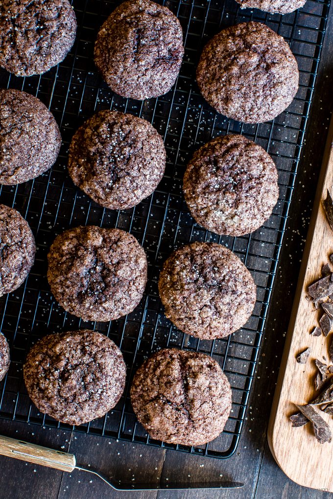 Delicious Double Chocolate Chunk Mocha Cookies baked and ready for sharing. 