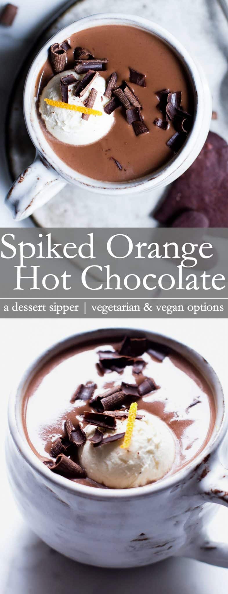 PInterest pin for spiked orange hot chocolate. 