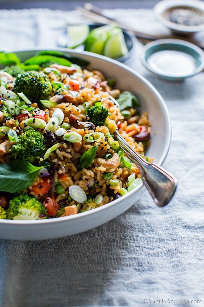 Thai Vegetable Fried Rice with Cashews | Vanilla And Bean