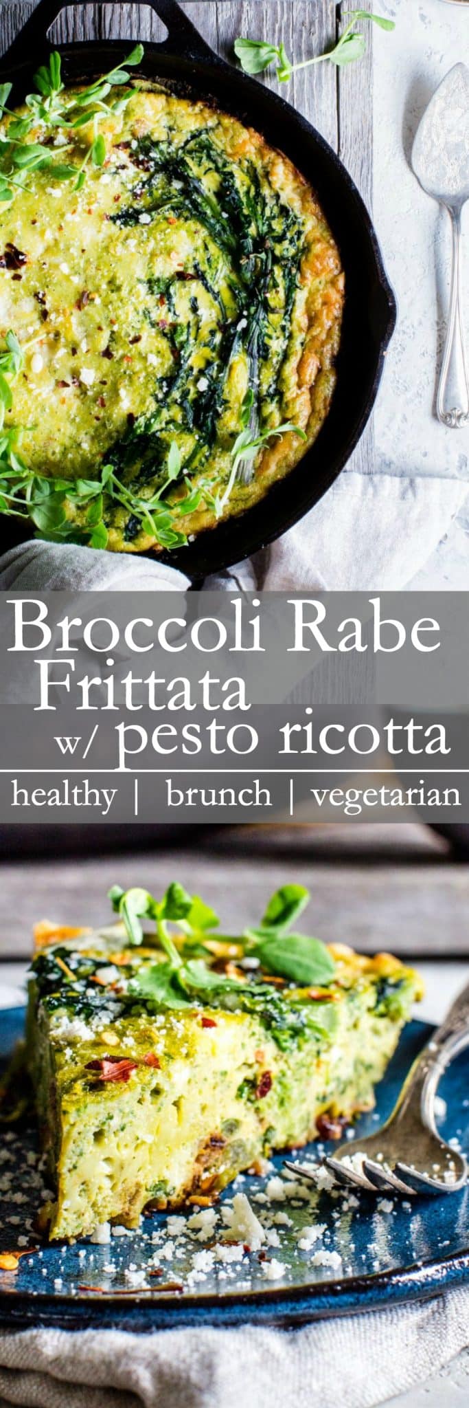Pinterest pin for broccoli rabe frittata. 