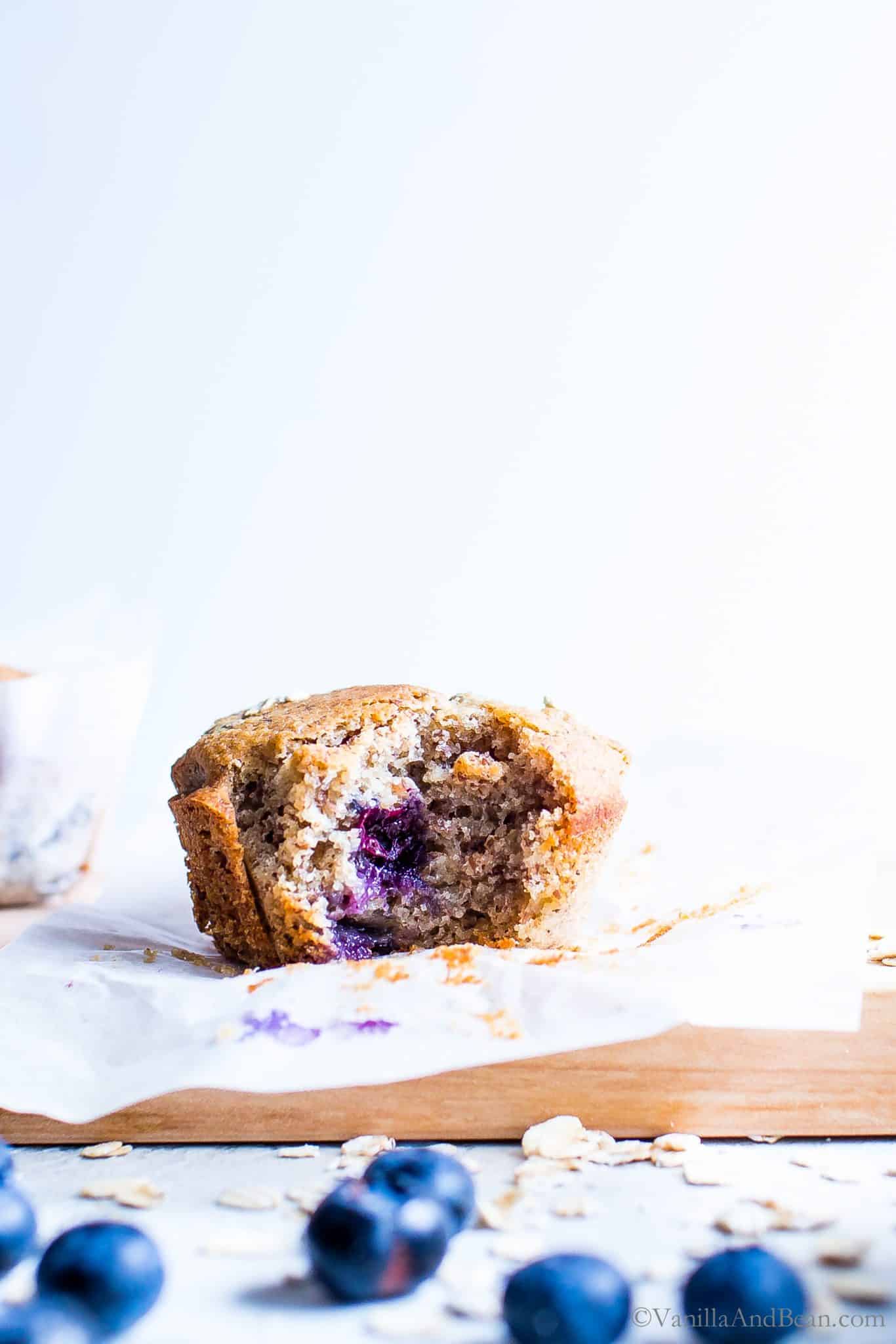 Blueberry muffins with flax seed. 