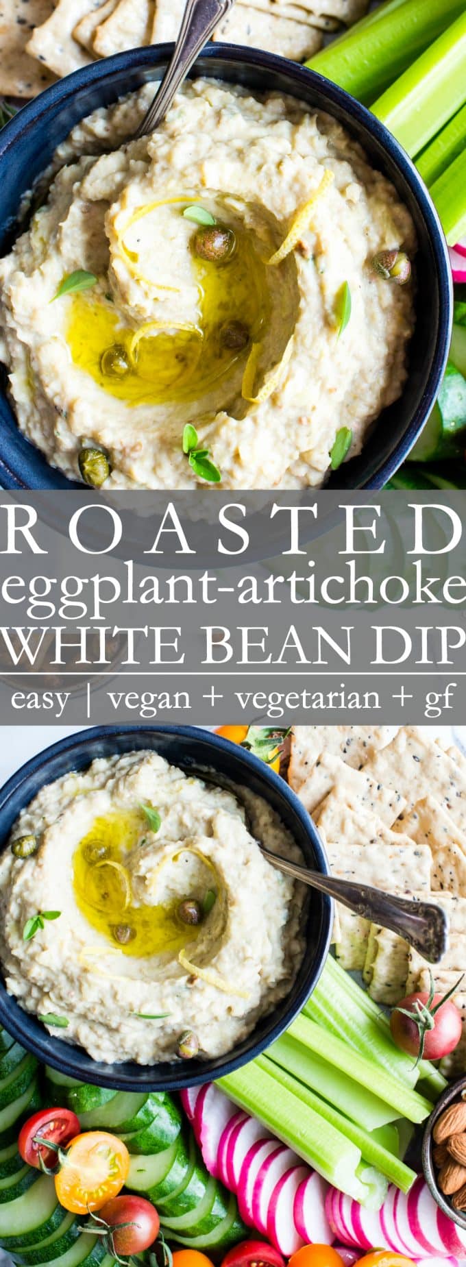 Roasted Eggplant Artichoke White Bean Dip Pin