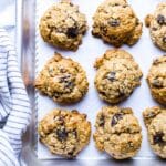 Gluten free healthy oatmeal cookies on a sheet pan.