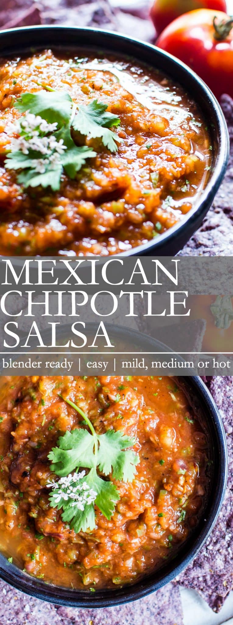 Homemade easy Mexican Chipotle Salsa collage with text overlay