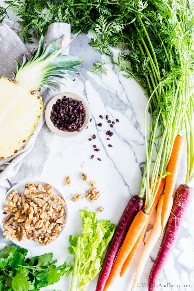 Ingredients for Carrot Raisin Salad