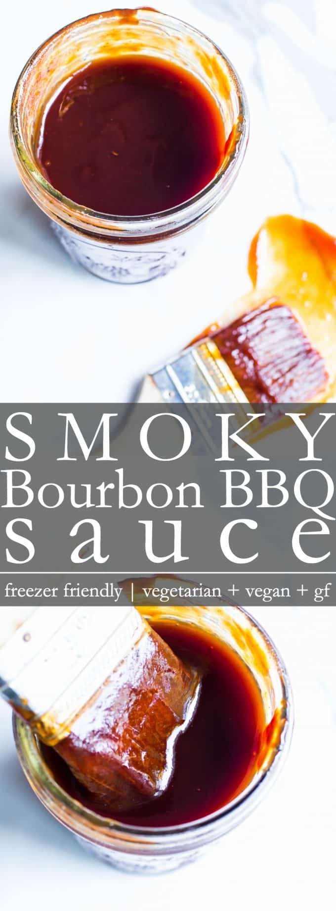 Pinterest pin for smoky bourbon BBQ sauce. 