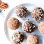 Chocolate Pecan Pie Bliss Balls on a plate.