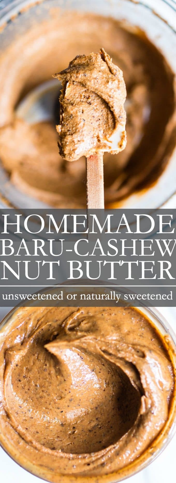 Homemade cashew nut butter Pinterest pin. 1. on a spatula. 2. in a food processor. 