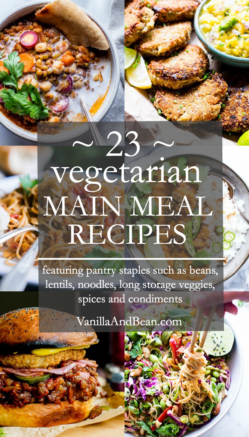 Pinterest Pin for Vegetarian Main Meal Recipes from the pantry.