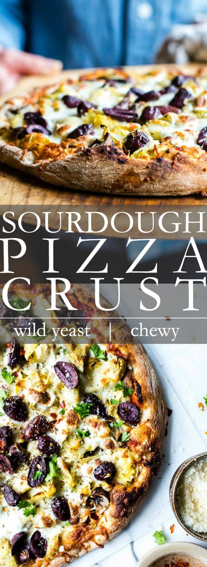 Pinterest long pin for Sourdough Pizza Crust