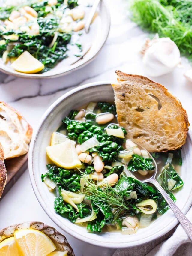 Lemon-Garlic White Bean, Kale And Fennel Soup