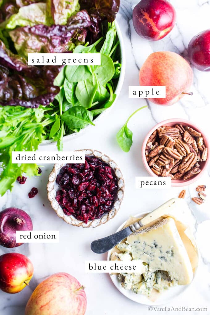 Ingredients for Apple Cranberry Salad.