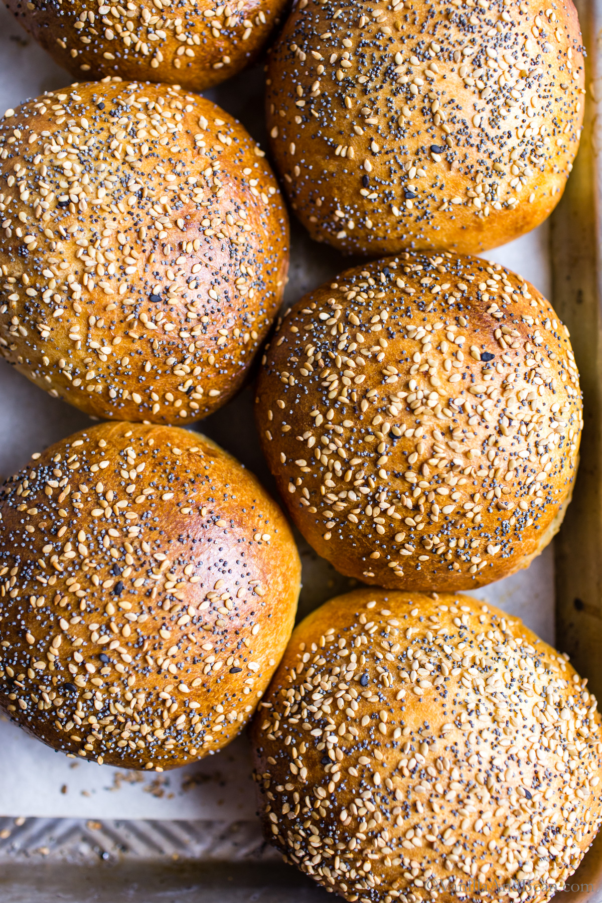 Brioche-Style Sourdough Hamburger Buns (no mixer needed)