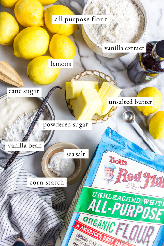 Ingredients for Lemon Shortbread Cookies Recipe