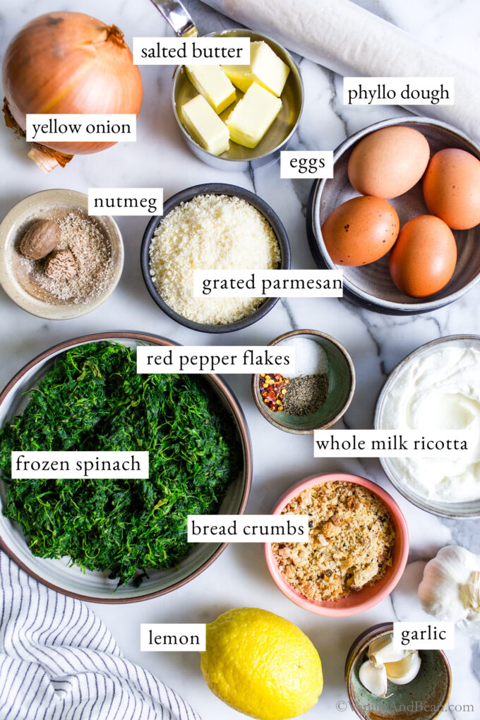 Ingredients for Spinach and Ricotta Pie