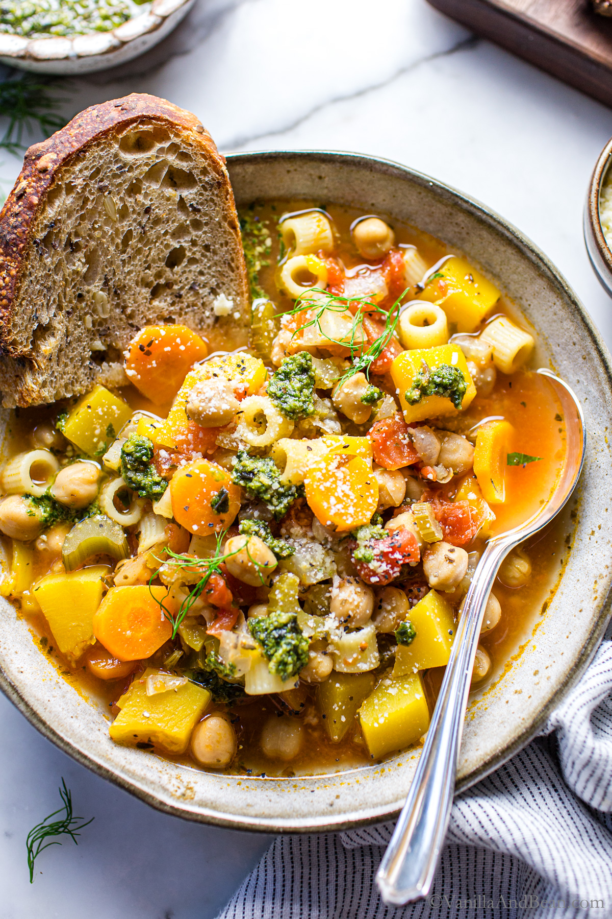 Butternut Squash and Chickpea Vegetarian Minestrone