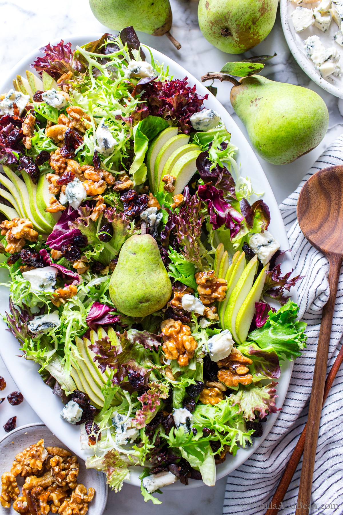Pear Gorgonzola Salad with Maple Balsamic Dressing