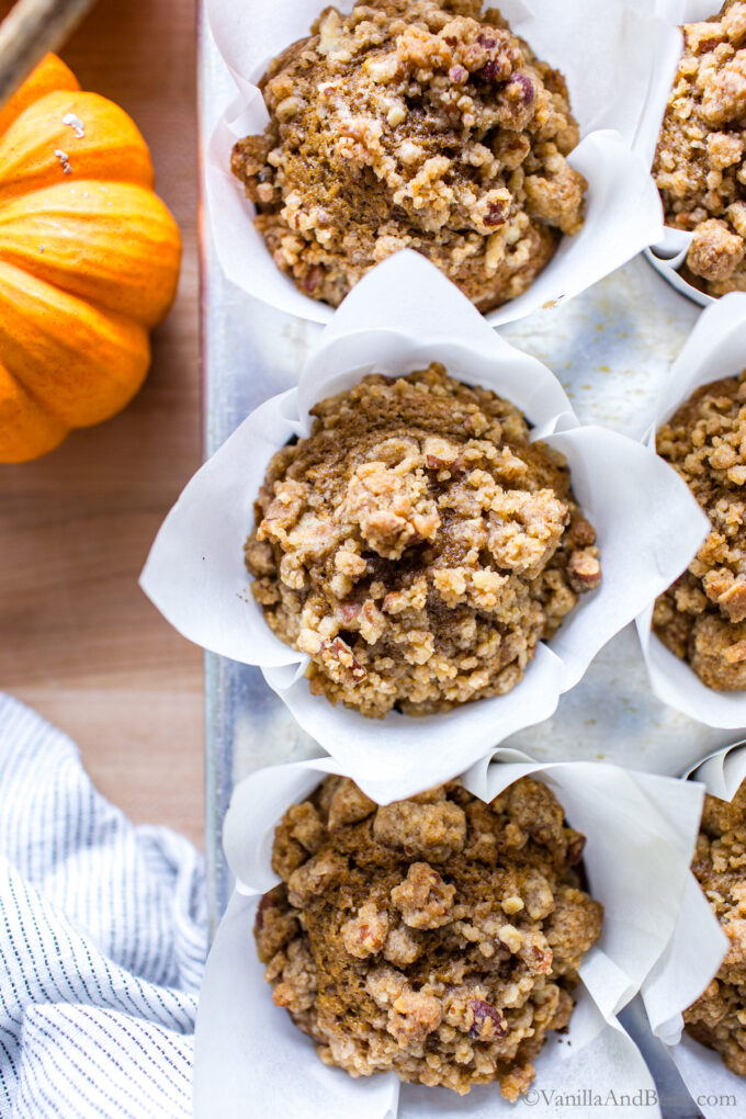 Closeup of Sourdough Discard Pumpkin Muffins.