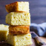 Stacked sourdough discard cornbread.