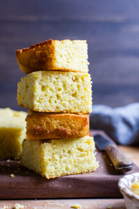 Stacked sourdough discard cornbread.