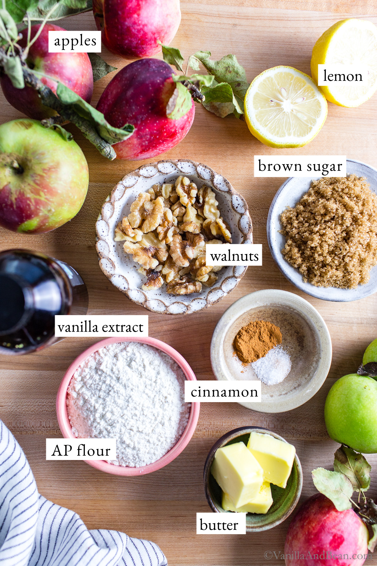 Apple Crisp for Two Ingredients on a wood table.